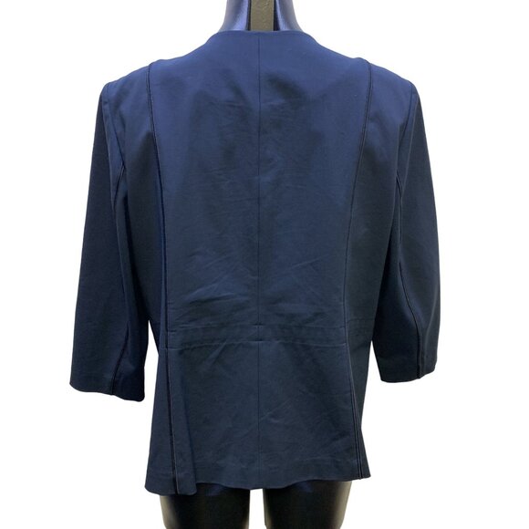 Lafayette 148 Navy Stretch Cotton Jacket Blazer Pockets Size 12 - Picture 3 of 5